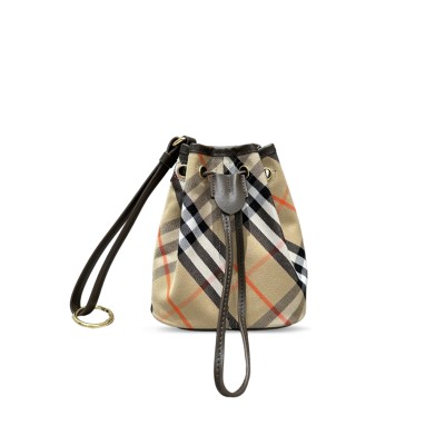 BURBERRY CHECK BUCKET BAG (18*16*10.5cm)